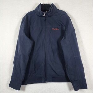 Tommy Hilfiger Men's XL Regatta Jacket Water Resistant Concealed Hood Navy Blue